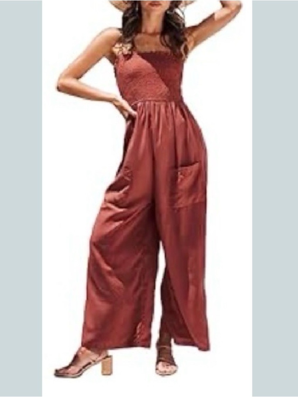 CUPSHE OrangeSmocked Jumpsuit
